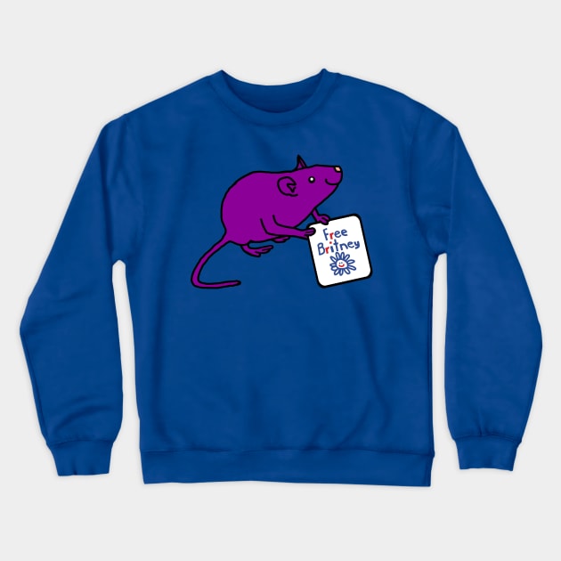 Cute Rat with Free Britney Sign Crewneck Sweatshirt by ellenhenryart